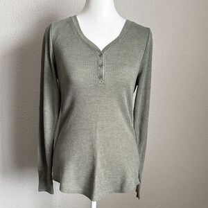 Faded Glory Sage Long Sleeve Henley Top